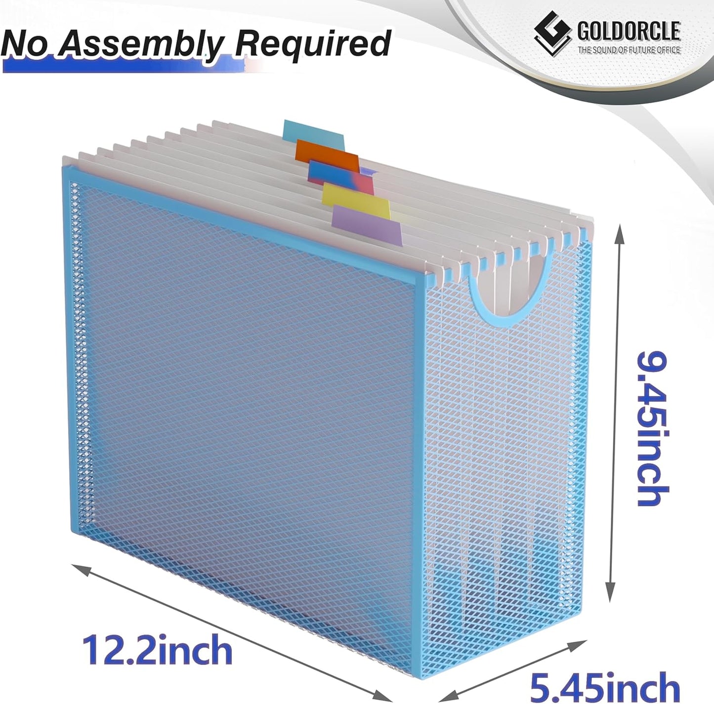 Hanging File Organizer, Letter-Size File Holder Filing Box with 5 Hanging Folders, Metal Mesh Desk File Folder Storage(No Assembly Required) (with 5 Grey Folders)