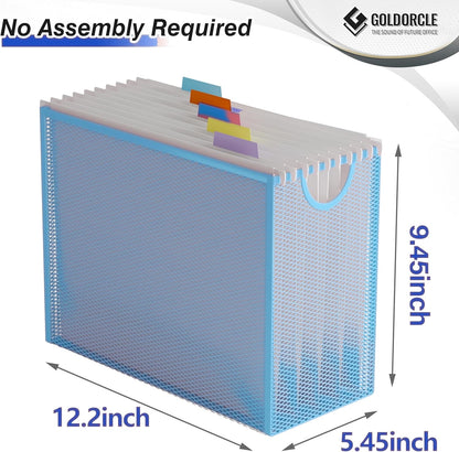 Hanging File Organizer, Letter-Size File Holder Filing Box with 5 Hanging Folders, Metal Mesh Desk File Folder Storage(No Assembly Required) (with 5 Grey Folders)