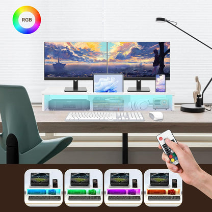 Qupui Computer Monitor Stand Riser with Drawer and Pen Holders, Desk Organizer Shelf and Accessories, Office Desk Accessories, Office Organization, Black