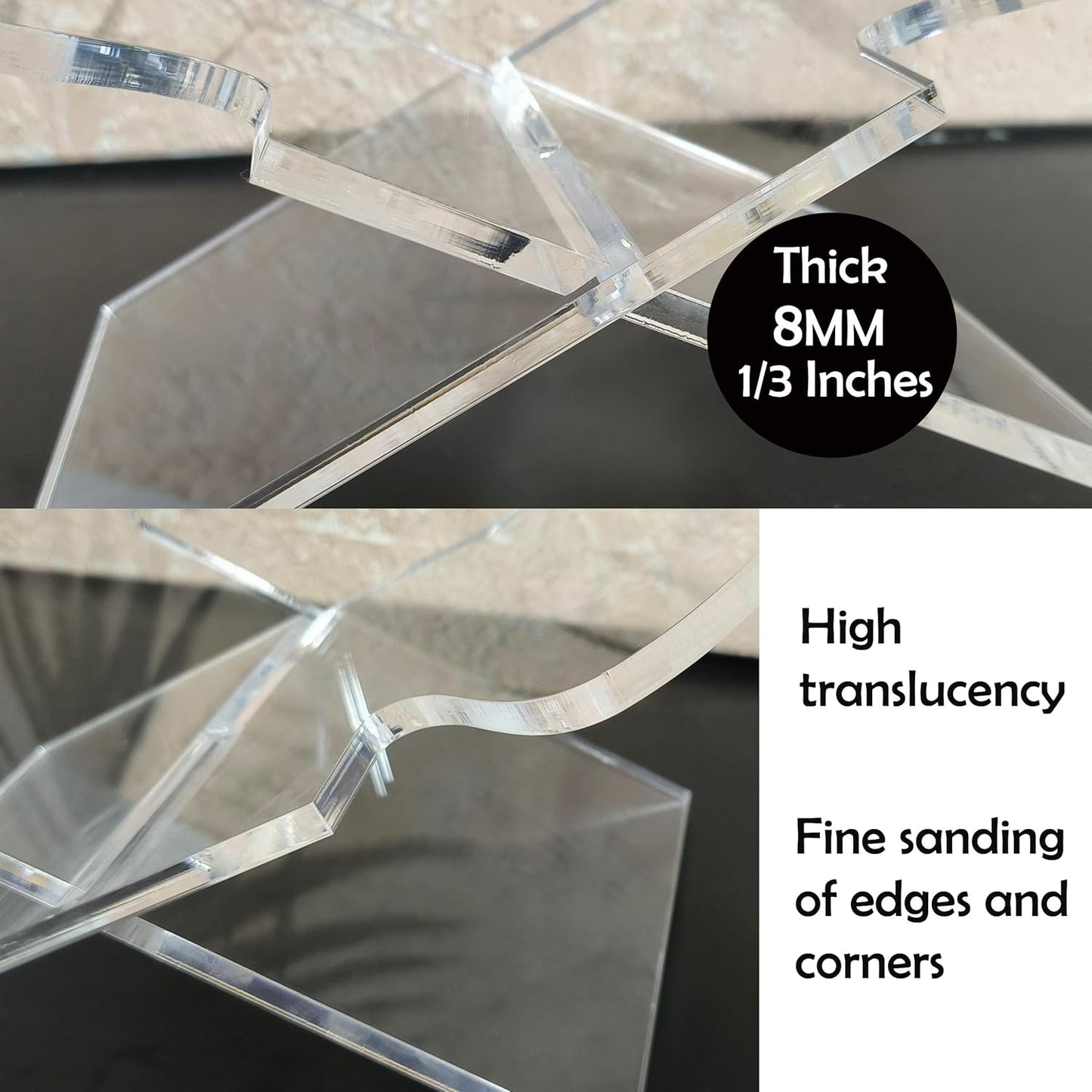 Large Clear Acrylic Book Stand - Perfect for Displaying Open Books on Your Coffee Table - Ideal for Bibles, Cook Book, Guest Books, Magazines, with a Lucite Paperweight(Marble Pattern)