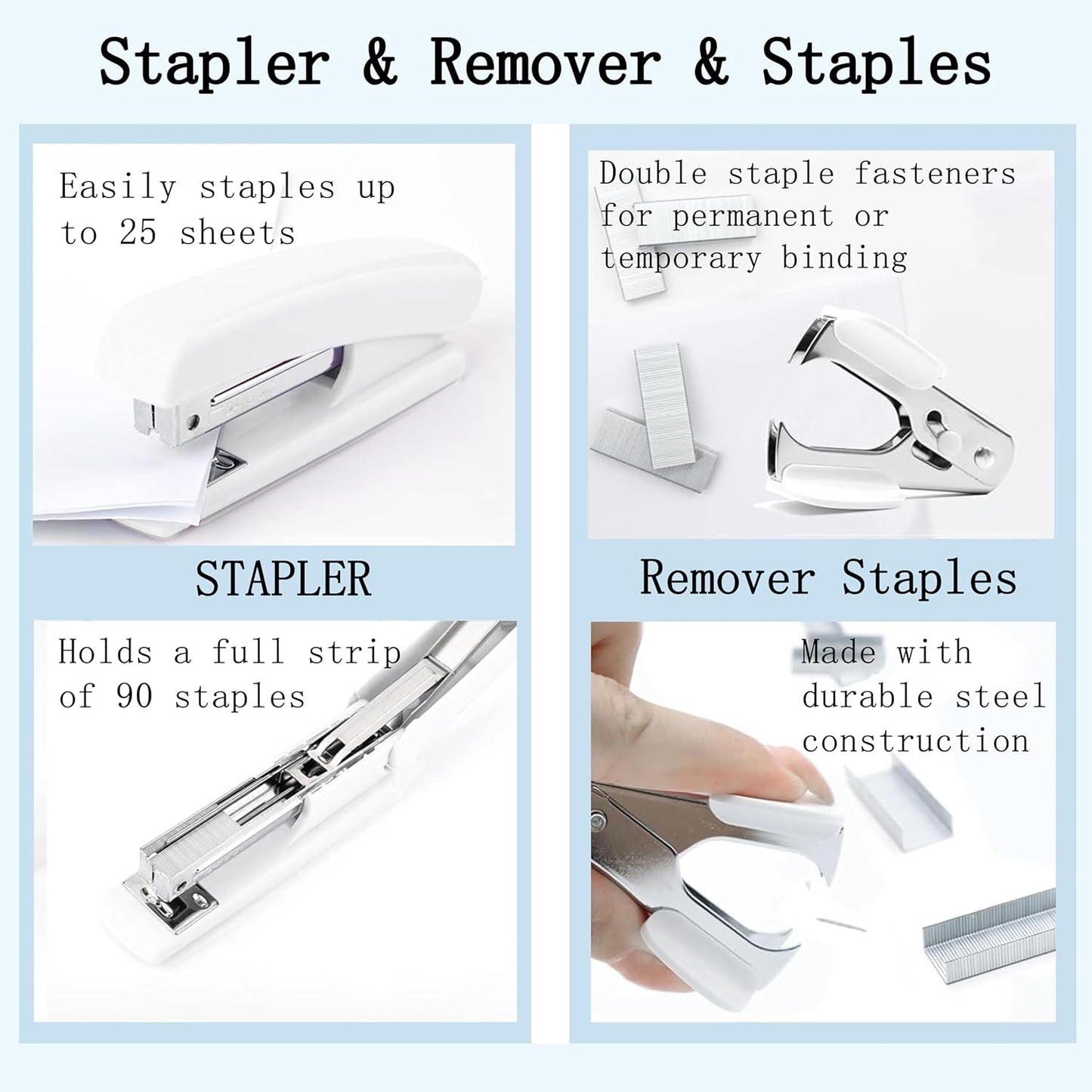 Gold Desk Accessories, Office Desk Organizers and Accessories 360°Pen Holder Acrylic Stapler Set, Phone Holder, Ballpoint Pen, Scissor, Binder Clips, Ruler, Transparent Glue, Sticky Note and Staples.