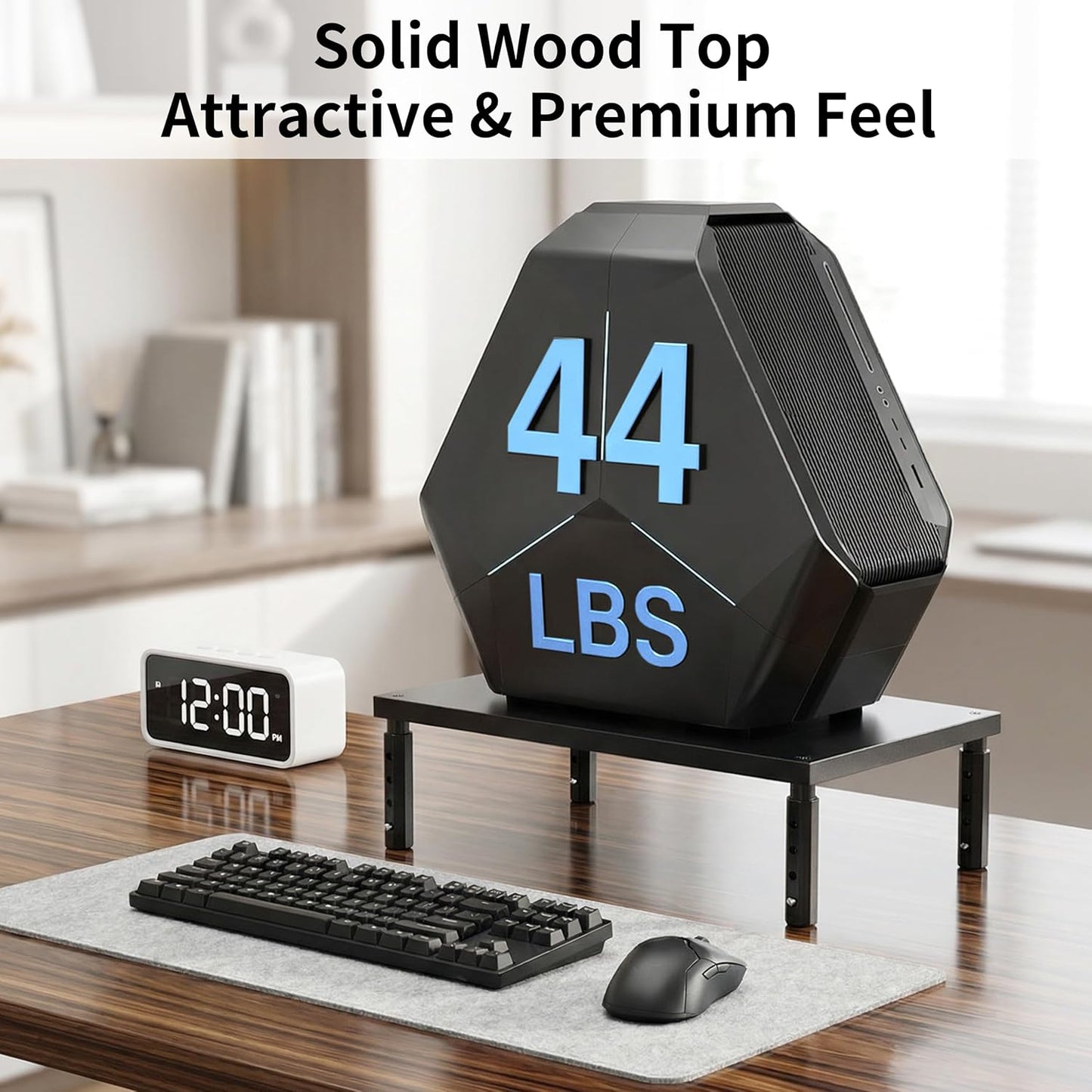 OPNICE Desk Organizers and Accessories, Adjustable Computer Monitor Stand Riser, Laptop Stand for Desk, Office Desk Accessories & Workspace Organizers for Home Office, Black Wood