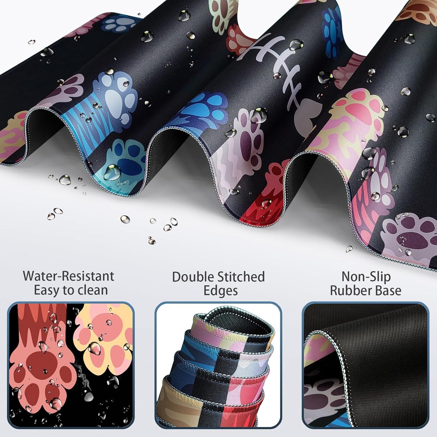 Desk Mat, Large Gaming Mouse Pad with Wrist Rest, 4in1 XXL Mousepad+Keyboard Wrist Rest+Mouse Pad Wrist Support+Cup Coaster Set Ergonomic Floral Computer Desk Arm Wrist for Decor Home Office Women
