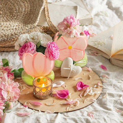 2 Pcs Pink Flower Ceramic Pen Holder Cute Tulip Pencil Holder Aesthetic Flower Makeup Brush Vase Decorative Desktop Organizer Birthday Gift for Women Office Home Wedding Party Decor