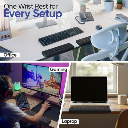 Keyboard Wrist Rest with Edge Protector - 11.8 Inch 2 Pack L Shaped Desk Pad - Ergonomic Memory Foam Wrist Support for Keyboard - for Office, Gaming, Computers and Laptops - Smooth Cover Cushion