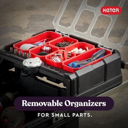 Keter Stack-n-Roll Two Drawer Tool Box for Small Parts and Power Tool Accessories, Fits Keter Modular Tool Storage System