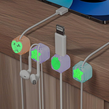 9Pack Magnetic Cable Clips for Nightstand, Adhesive Night-Glowing Cord Holder Organizer for Office Home Desk Wall Car (Star Cat Strawberry)