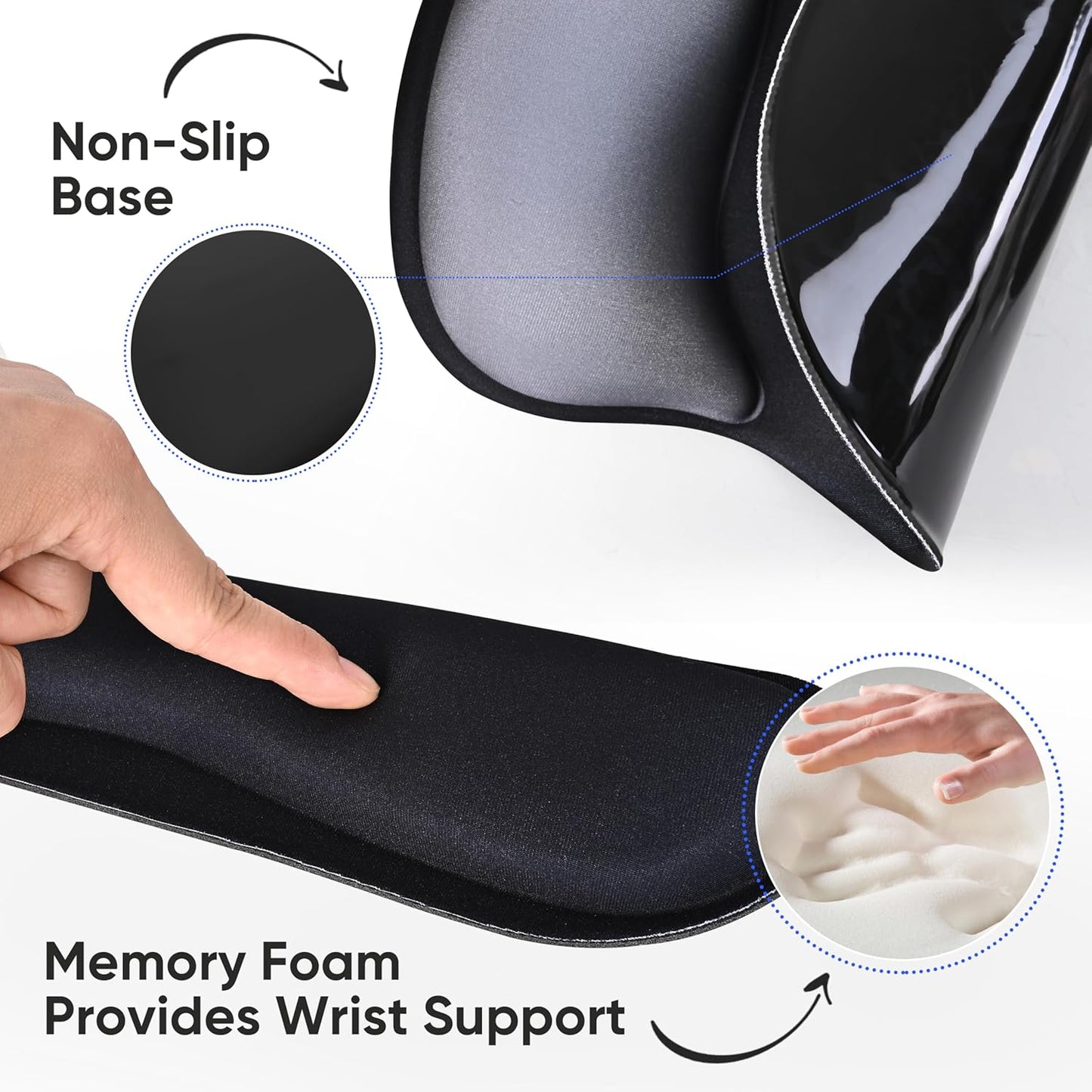 Wrist Rest Support for Mouse Pad Keyboard Set Circle Coaster Gaming Mouse Pad Ergonomic Gel Memory Foam Set for Computer, Laptop, Office, Pain Relief, Comfortably Typing Flowers KM-39