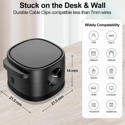 6 Pack,Magnetic Cable Clips & Silicon Cable Ties,[Cable Smooth Adjustable Under Desk Organizer],Cable Management,Cord Holder-Desk Stand Cable Organizer Holding,Adhesive for Home Cable Keeper