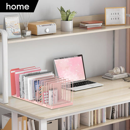 File Organizer for Desk, 5-Section Vertical File Sorter, Paper Holder Organizer Standing Metal File Folder for Office Home Classroom, Black