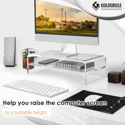 Acrylic Monitor Stand Riser Clear Computer Monitor Stand for Laptop PC Printer Computer Riser Acrylic Tray