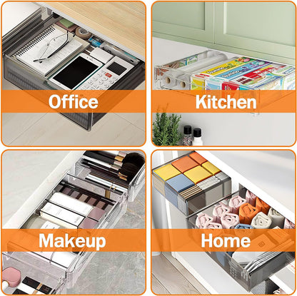 SVNNELP Under Desk Table Drawer Storage Organizer,2 Pack Large & Small Attachment Desk Drawers - Hidden Desktop Organizer,Slide out Drawer for Storage Pencil & Home Office Gadgets (S+L)