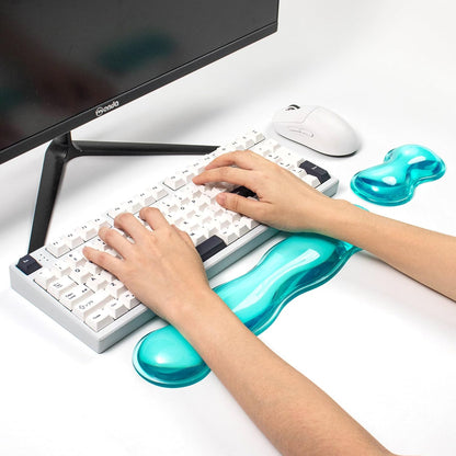 Ergonomic Gel Keyboard and Mouse Wrist Rest Set – Clear Wrist Rest for Computer Keyboard 60%/68%/75%, Comfort & Support for Typing and Gaming (Grey Purple)