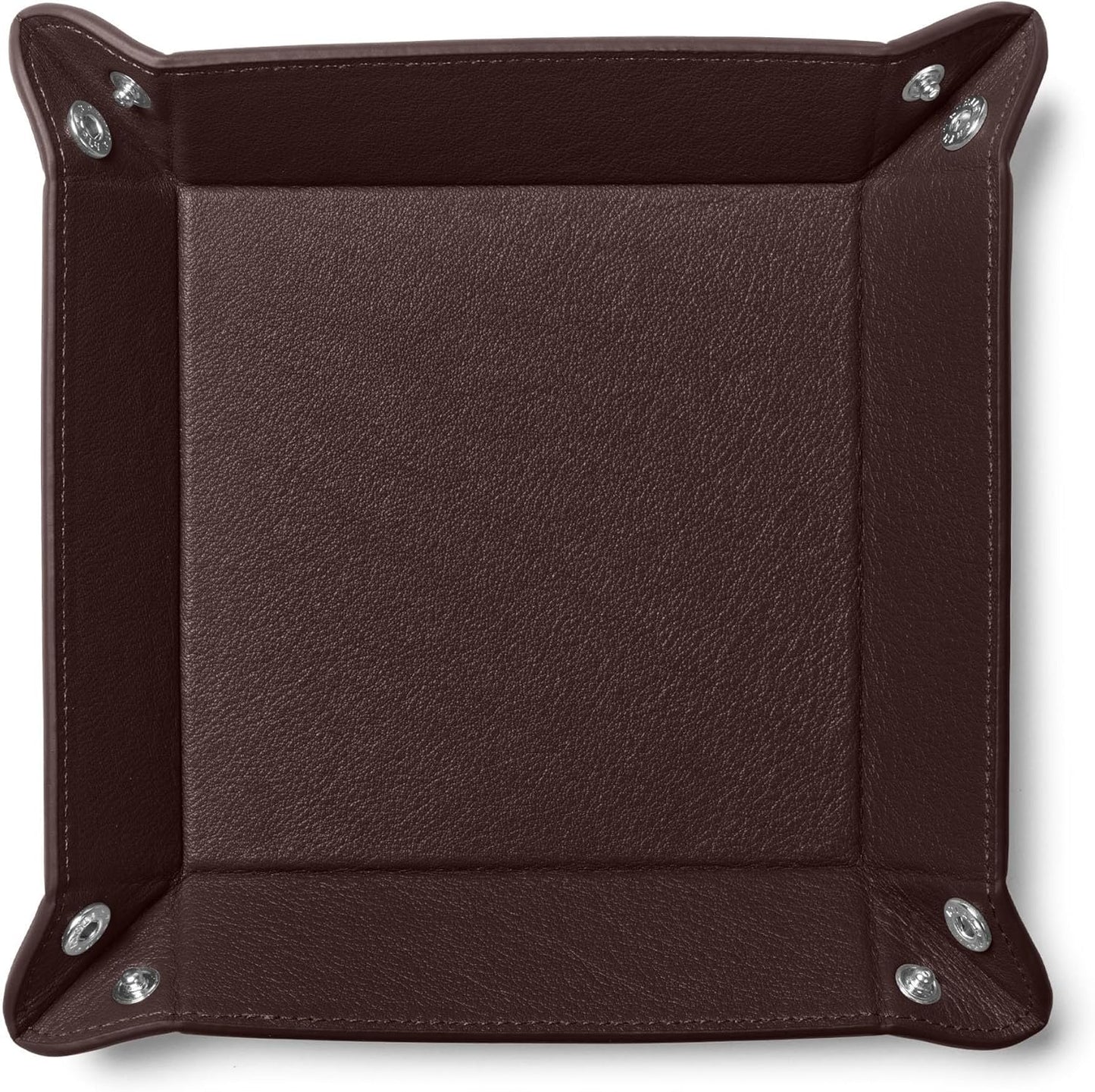 Leatherology Black Onyx Rectangle Valet Tray – Travel-Friendly Catchall Organizer with Snap Corners, Stitched Edge Detail & Gift Box – Desk Tray for Keys, Wallet, Watch & Accessories