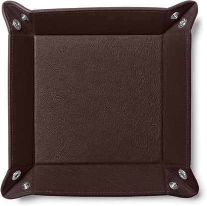 Leatherology Black Onyx Rectangle Valet Tray – Travel-Friendly Catchall Organizer with Snap Corners, Stitched Edge Detail & Gift Box – Desk Tray for Keys, Wallet, Watch & Accessories
