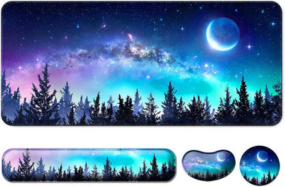 Keyboard Wrist Rest + Mouse Pad with Wrist Support + Desk Mat + Coaster 4 in 1 Set, XXL Large Gaming Mousepad Cute Ergonomic Mouse Pads for Desk Computer Laptop Office Decor-Beach