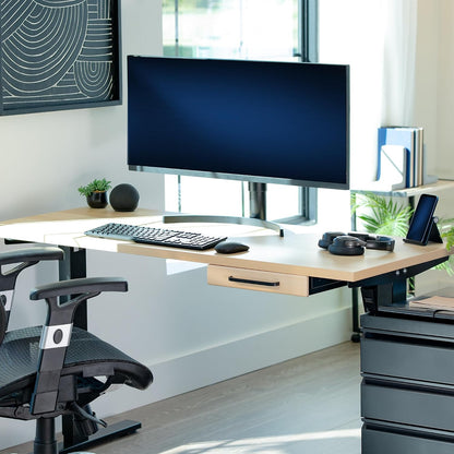 VIVO 13 inch Under Desk Mounted Sliding Pull-out Drawer for Office Desk, Pull Handle, Storage Organizer for Sit Stand Workstation, Black, DESK-DR1H-B
