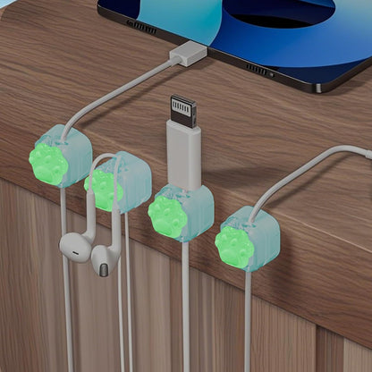 9Pack Magnetic Cable Clips for Nightstand, Adhesive Night-Glowing Cord Holder Organizer for Office Home Desk Wall Car (Star Cat Strawberry)