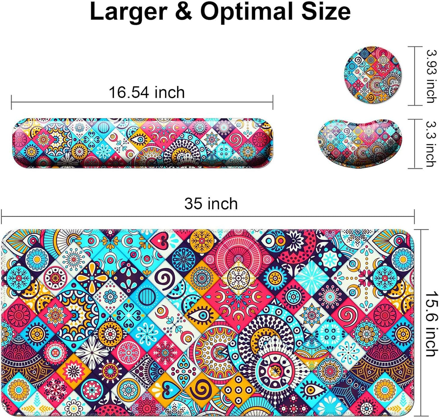 Keyboard Wrist Rest + Mouse Pad with Wrist Support + Desk Mat + Coaster 4 in 1 Set, XXL Large Gaming Mousepad Cute Ergonomic Mouse Pads for Desk Computer Laptop Office Decor-Beach
