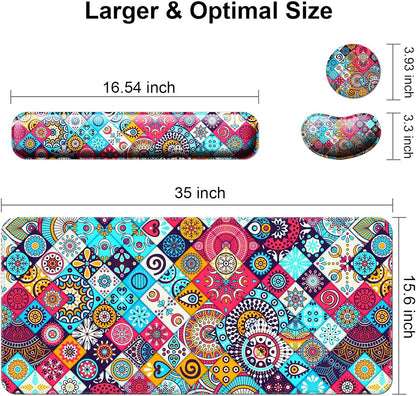 Keyboard Wrist Rest + Mouse Pad with Wrist Support + Desk Mat + Coaster 4 in 1 Set, XXL Large Gaming Mousepad Cute Ergonomic Mouse Pads for Desk Computer Laptop Office Decor-Beach
