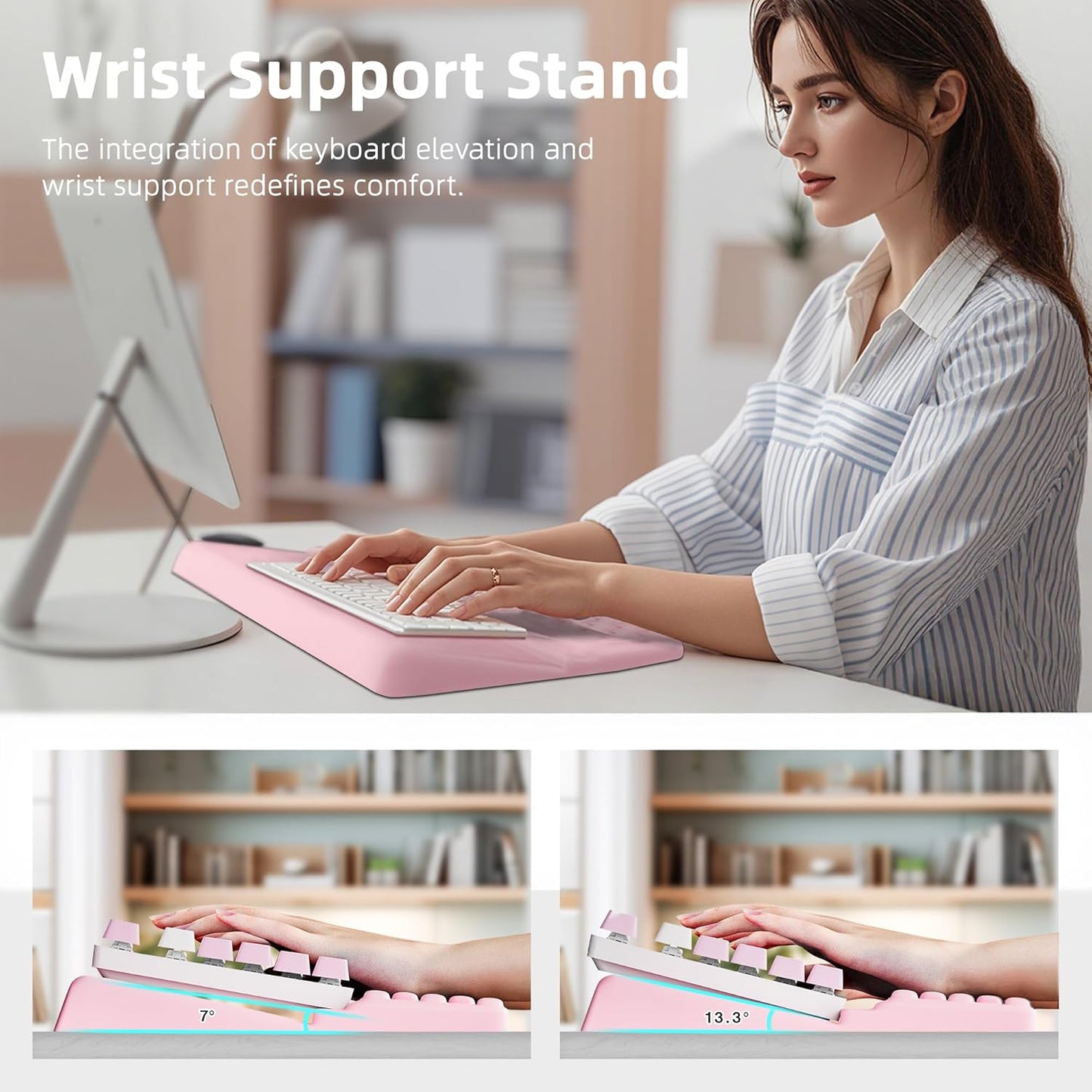 Ospelelf Keyboard Wrist Rest, Comfortable Ergonomic Keyboard Stand Riser Holder for Office Home