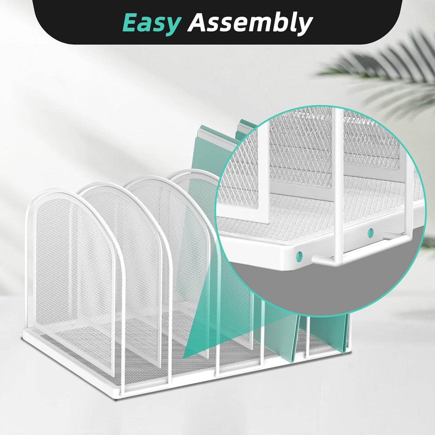 SUPEASY File Organizer for Desk, 5-Section Mesh Desk Organizer, Vertical File Holder Desktop Organizer File Sorter, File Folder Holder for Office Supplies, Black
