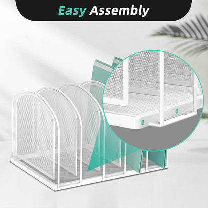 SUPEASY File Organizer for Desk, 5-Section Mesh Desk Organizer, Vertical File Holder Desktop Organizer File Sorter, File Folder Holder for Office Supplies, Black