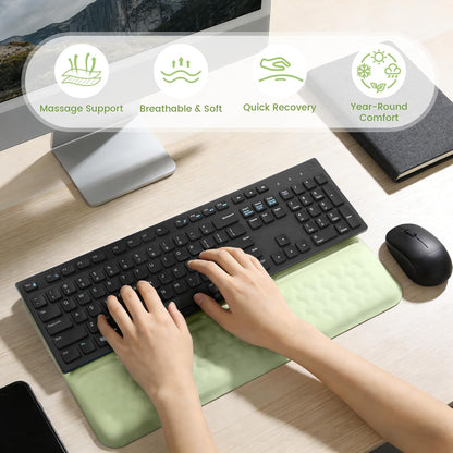 Keyboard Wrist Rest with Ergonomic Height - Computer Keyboard Stand & Soft Cushioned Pad for Wrist Pain Relief - Non-Slip Typing Support for Office, Gaming & Home (Black)