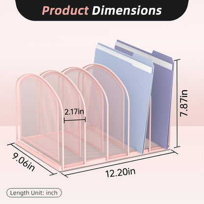 SUPEASY File Organizer for Desk, 5-Section Mesh Desk Organizer, Vertical File Holder Desktop Organizer File Sorter, File Folder Holder for Office Supplies, Black