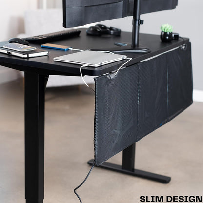 VIVO 60 inch Under Desk Privacy and Cable Management Organizer Sleeve, Wire Hider Kit Panel System, Black, DESK-SKIRT-60