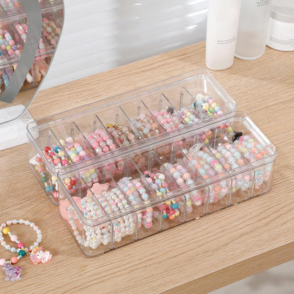 Cord Storage Organizer for Desk Drawer, Plastic Adjustable Cable Organizer Box with Lid and Wire Ties, Clear Phone Charger Case for Home Office