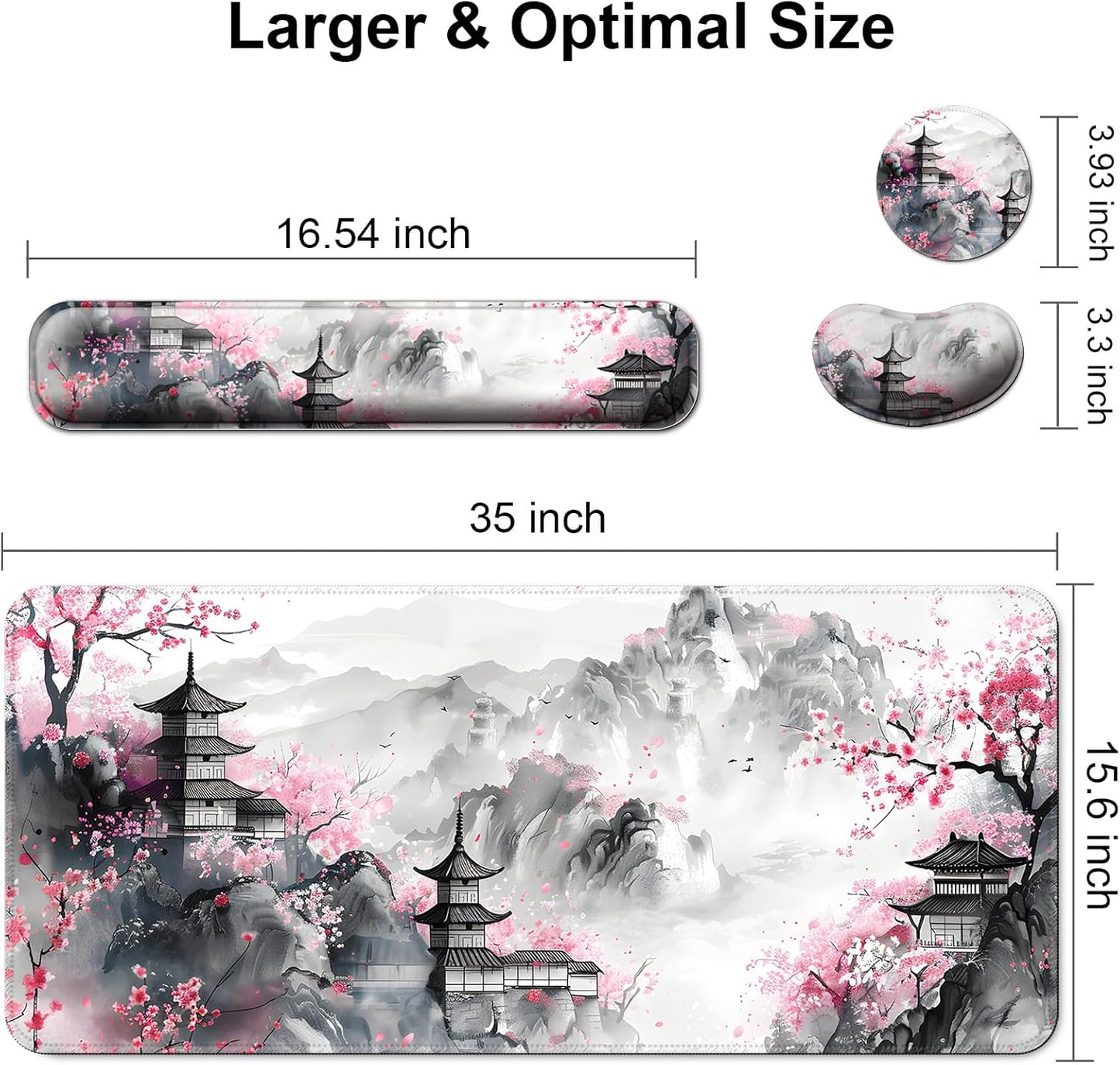 Keyboard Wrist Rest + Mouse Pad with Wrist Support + Desk Mat + Coaster 4 in 1 Set, XXL Large Gaming Mousepad Cute Ergonomic Mouse Pads for Desk Computer Laptop Office Decor-Beach
