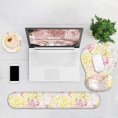 Ergonomic Mouse Pad with Wrist Rest and Keyboard Wrist Rest, Black Mousepad and Wrist Rest for Computer Keyboard, Pain Relief, Non-Slip PU Base, Gel Mouse Pad with Wrist Support for Gaming, Office