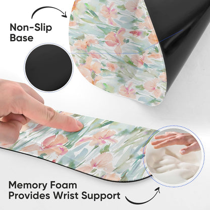 Ergonomic Keyboard Mouse Pad Wrist Rest Support Set for Laptop/Computer/Desktop,Memory Foam Hand Rest Wrist Cushion for Gaming/Office,Lightweight Comfortable & Pain Relief (Flowers)