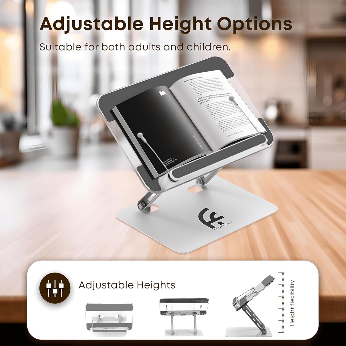 Amazon BESIGN Acrylic Book Stand for Reading, Adjustable Holder with Rotating Base & Page Clips, Foldable Desktop Stand for Textbooks, Cookbooks, Laptops, Tablets, Music Sheets, Recipes