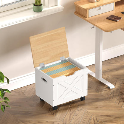 MAHANCRIS Rolling Filing Cabinet, Small File Cabinet Under Desk with Single Drawer, Hanging File Organizer for A4/Letter-Size Documents, Organizer Box, for Home Office, Rustic Brown FCRB4001
