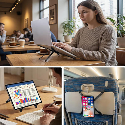Laptop Stand for Desk, Adjustable Aluminum Alloy Magnetic Foldable Phone Stand, 8 Level Height Adjustable Laptop Stand, 3 in 1 Computer Riser for Phone, Tablet and Laptop