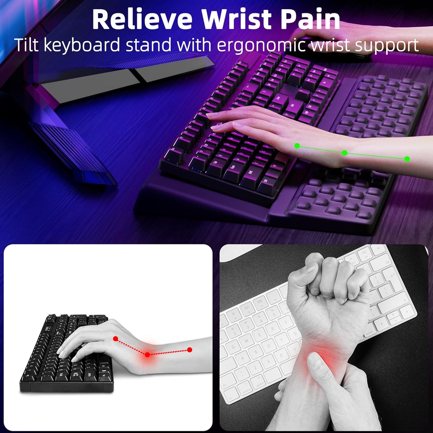 Ospelelf Keyboard Wrist Rest, Comfortable Ergonomic Keyboard Stand Riser Holder for Office Home