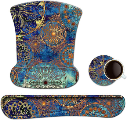 Keyboard Wrist Rest Pad Ergonomic Mouse Pad Set, ToLuLu Gel Mouse Pad Wrist Support for Computer Laptop, Mousepad Keyboard Wrist Support with Memory Foam for Easy Typing Pain Relief, Van Gogh Painting