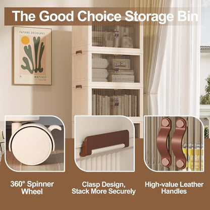 SAILUN 145Gal/580Qt Collapsible & Stackable Storage Bins with Door & a Lid,Perfect for Blanket Storage, Pillow Organizer, Bedroom Closet & Living Room, Black 26" W x 17" D x 71" H