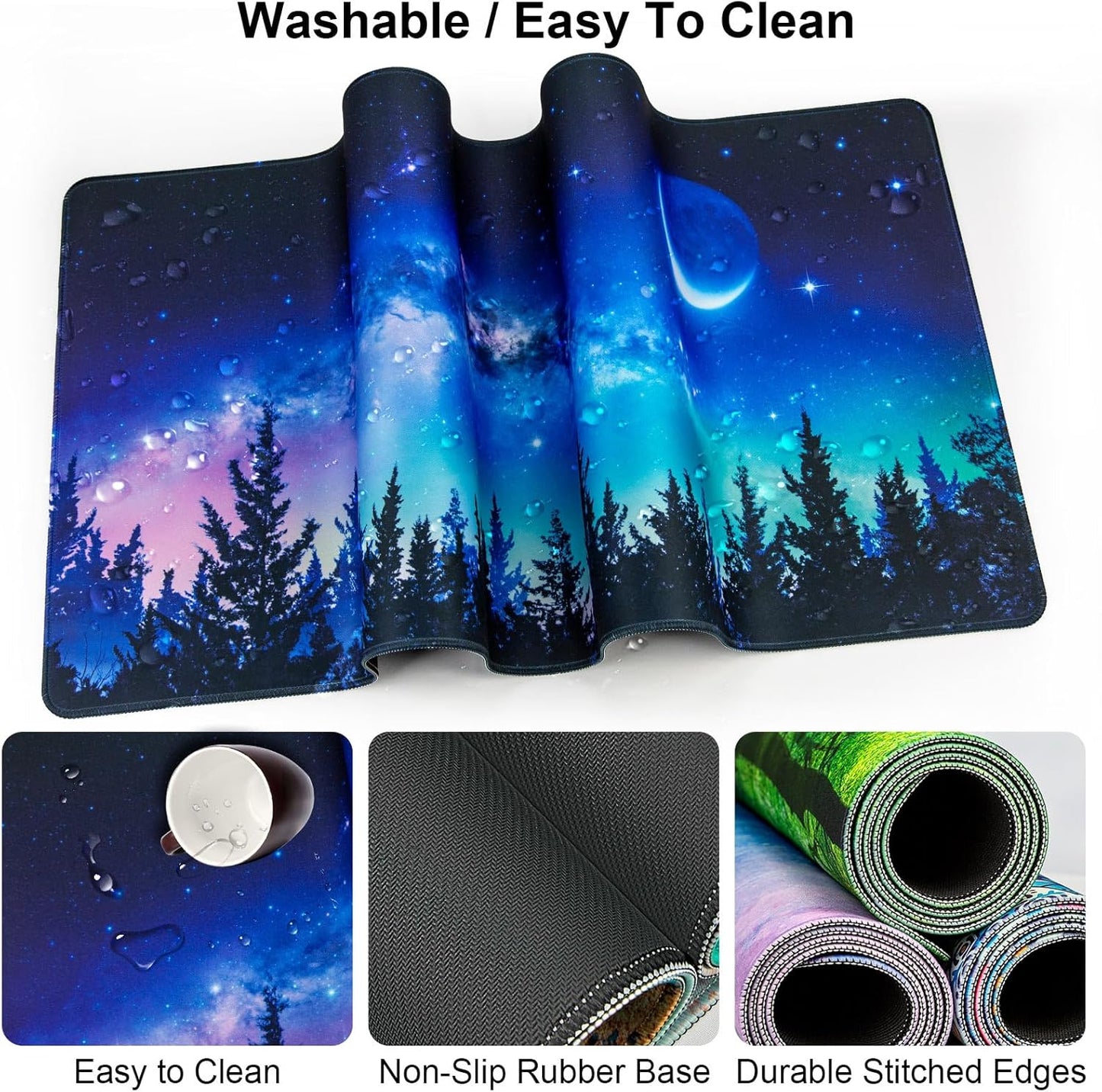 Keyboard Wrist Rest + Mouse Pad with Wrist Support + Desk Mat + Coaster 4 in 1 Set, XXL Large Gaming Mousepad Cute Ergonomic Mouse Pads for Desk Computer Laptop Office Decor-Beach