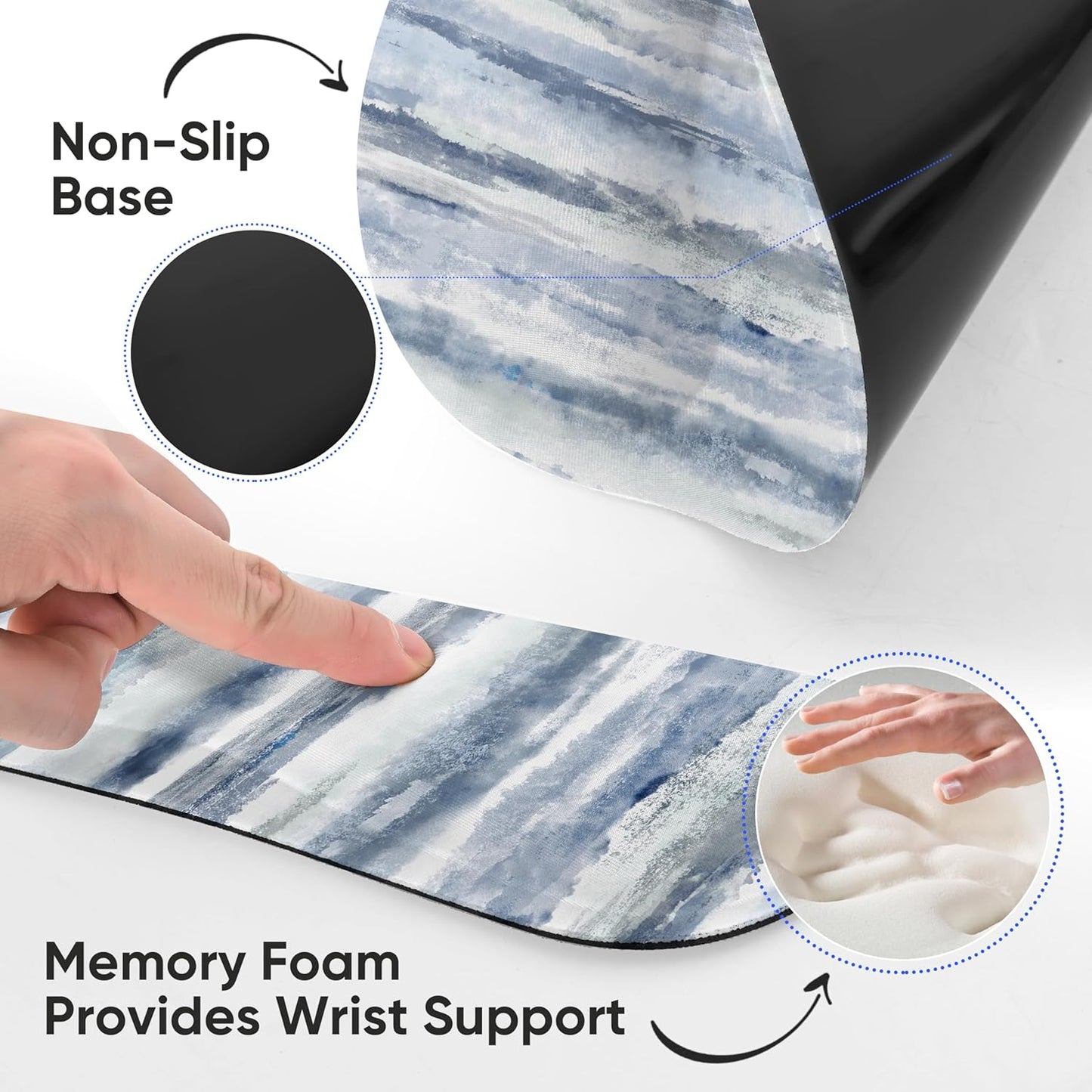 Ergonomic Keyboard Mouse Pad Wrist Rest Support Set for Laptop/Computer/Desktop,Memory Foam Hand Rest Wrist Cushion for Gaming/Office,Lightweight Comfortable & Pain Relief (Flowers)