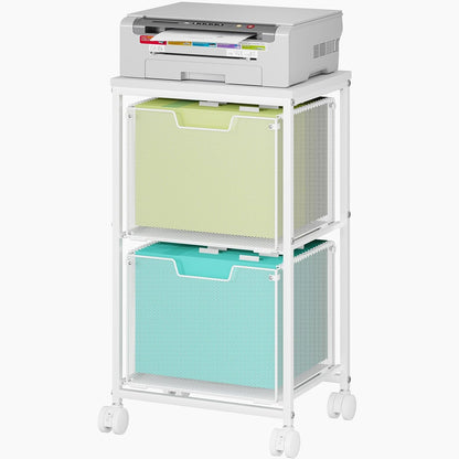 Sbanmao Rolling File Cart with 2 Storage Drawers, Mobile File Cabinet with Wheels, Hanging File Folder Organizer, Under Desk Storage, Printer Stand Utility Cart Filing Cabinet for Home Office,Black