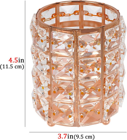 Crystal Pen Holder, Pencil Cups for Desk, Multi-Purpose Desktop Organizer, for Office Writing Desk (Gold)