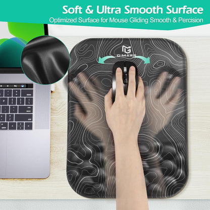 Gimars Elongate Smooth Lycra Fabric Ergonomic Mouse Pad Wrist Support, Gel Memory Foam Cushion Set Keyboard Wrist Rest Support, Pain Relieve for Computer, Laptop, Office, School, Home, Gaming, Black
