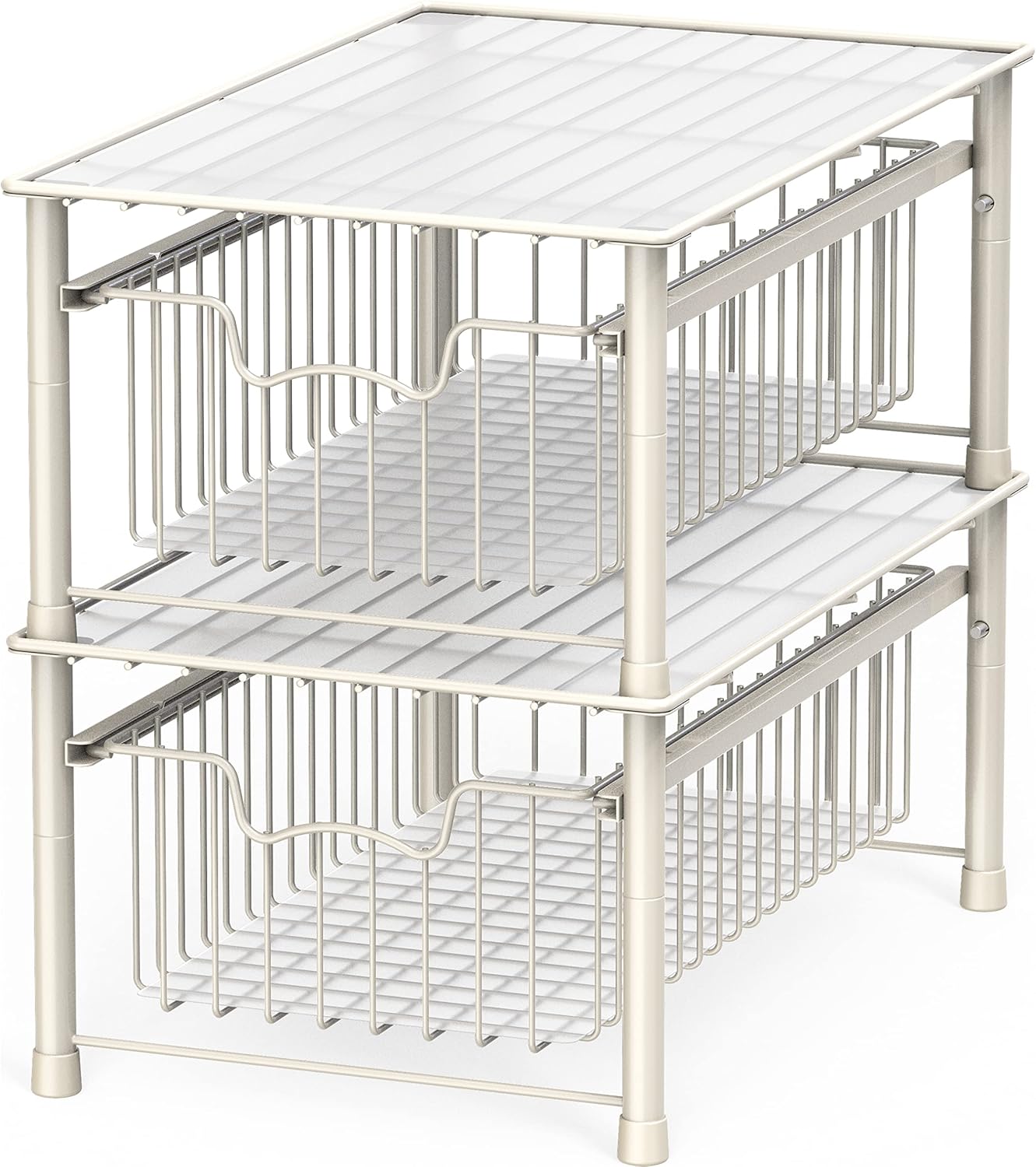 Simple Houseware Stackable 3 Tier Sliding Basket Organizer Drawer, Chrome