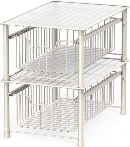 Simple Houseware Stackable 3 Tier Sliding Basket Organizer Drawer, Chrome