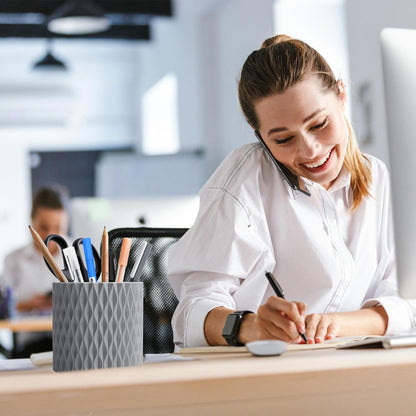 Pencil Holder - 360° Rotation, 5 Slot Desk Supplies For Women Office Aesthetic. Pen Holder For Office&School, Desk Accessories(Blue)
