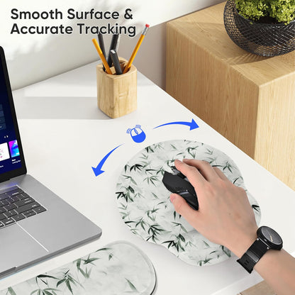 RICHEN Ergonomic PU Leather Keyboard Wrist Rest and Mouse Pad with Wrist Support, Memory Foam Set for Computer/Laptop,Gaming and Office, Comfortable for Easy Typing & Pain Relief (PU Brown)