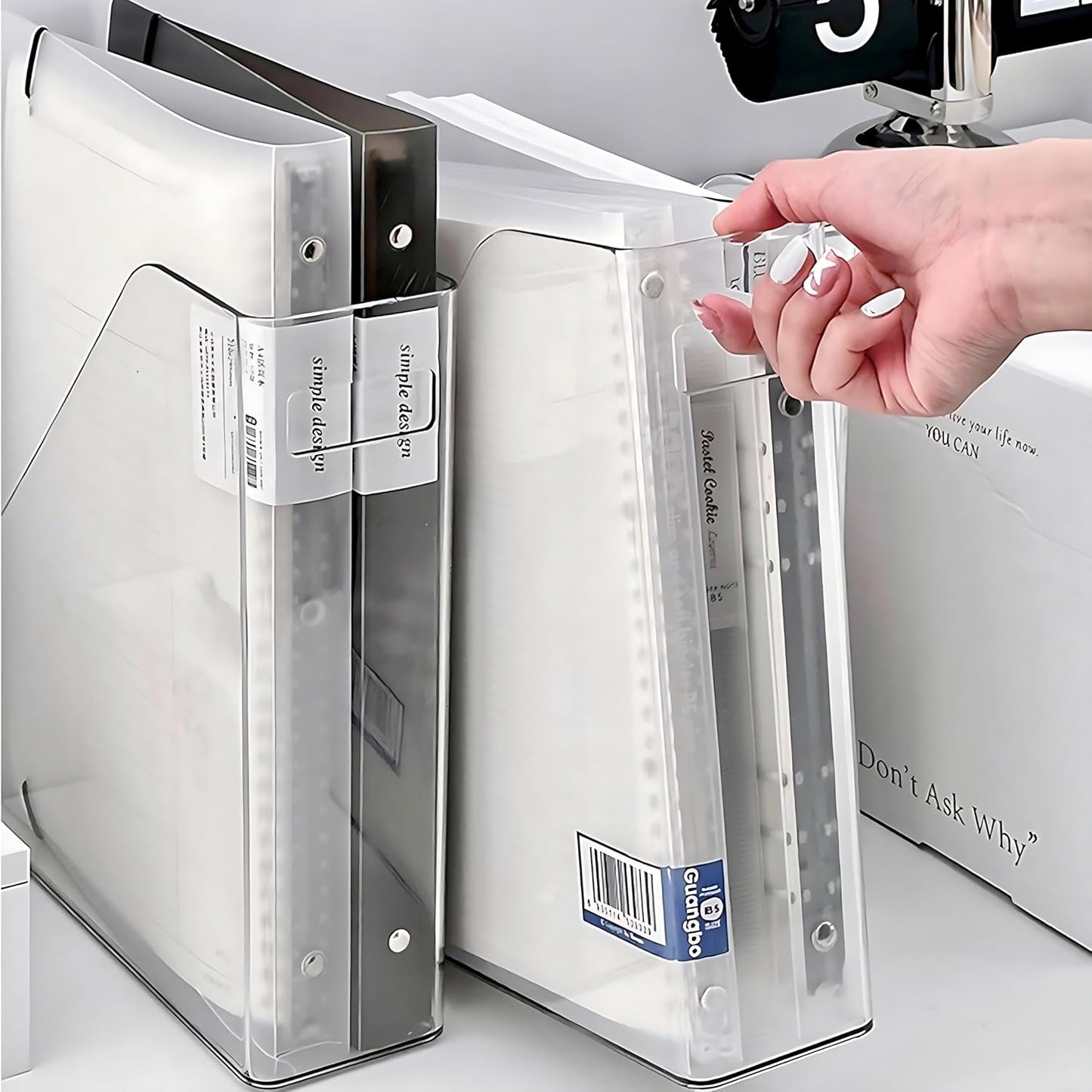 2-Pack Clear Acrylic Vertical Magazine File Holders – Desktop Organizer for Books, Documents, Binders, Envelopes, Includes 3 Bonus Silicone Bookmarks